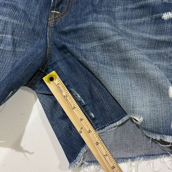 Lucky Brand Shorts Womens 18/34 Riley Legend Distressed USA Patch Peace Flag - Picture 8 of 16